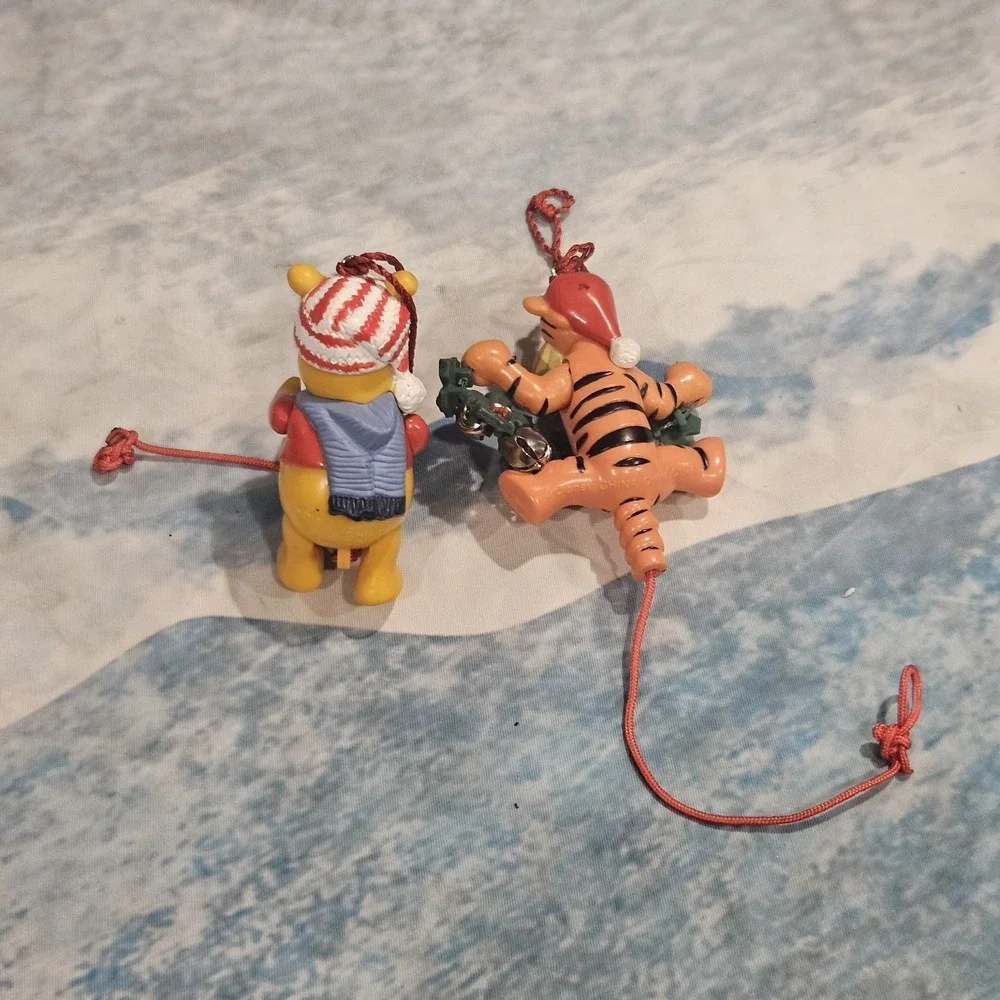 Disney Store 1996 Pooh's Winter Wonderland Pull String Ornaments Pooh Tigger Set